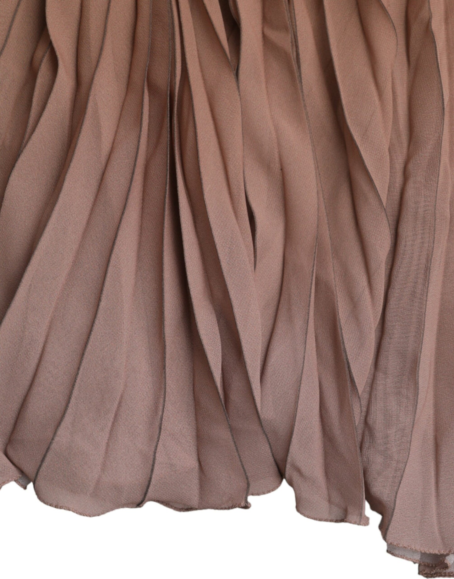 Dolce & Gabbana Brun Polyester Plisseret Højtaljet Midi Nederdel