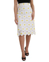 Dolce & Gabbana Hvid Blomsterblyantnederdel med Lige Blonder