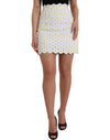 Dolce & Gabbana Hvid Blomstret A-formet Mini Nederdel