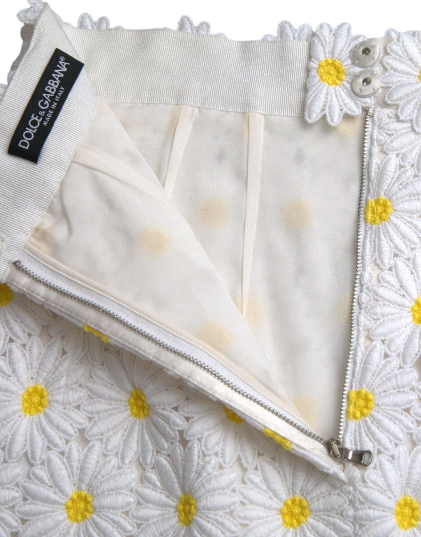Dolce & Gabbana Hvid Blomstret A-formet Mini Nederdel