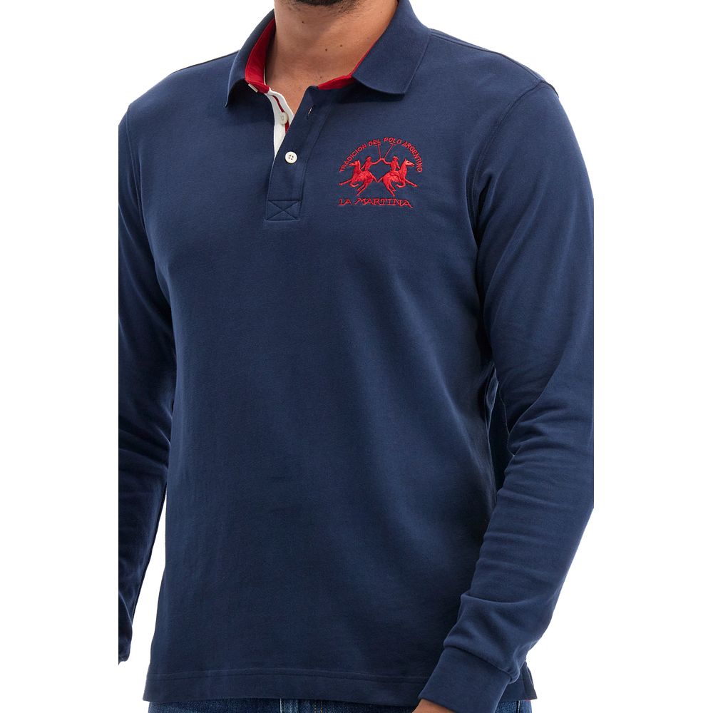 La Martina blå poloshirt i bomuld