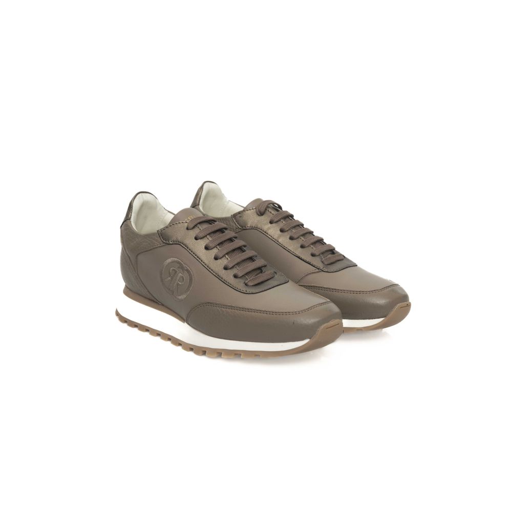Cerruti 1881 Beige Kohud Platform Sneaker Dame