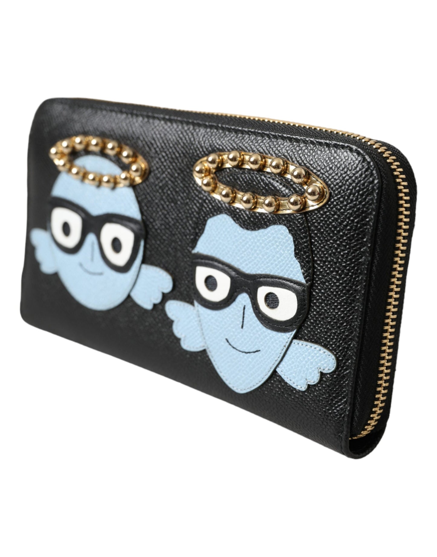 Dolce & Gabbana Sort Blå Læder #DGFAMILY Lynlås Continental Herrepung