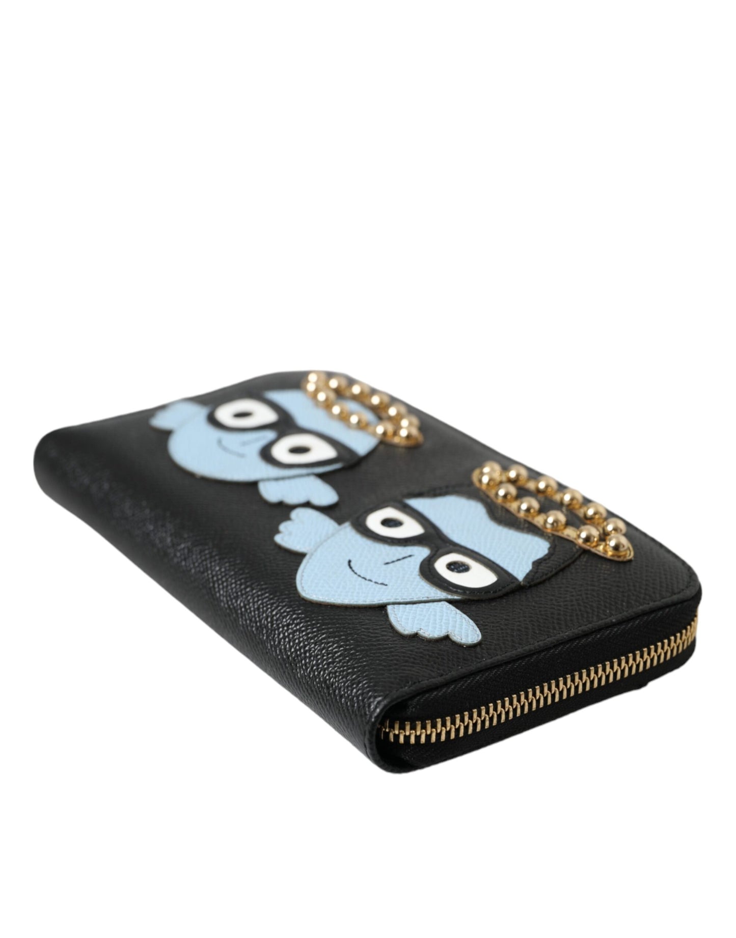 Dolce & Gabbana Sort Blå Læder #DGFAMILY Lynlås Continental Herrepung