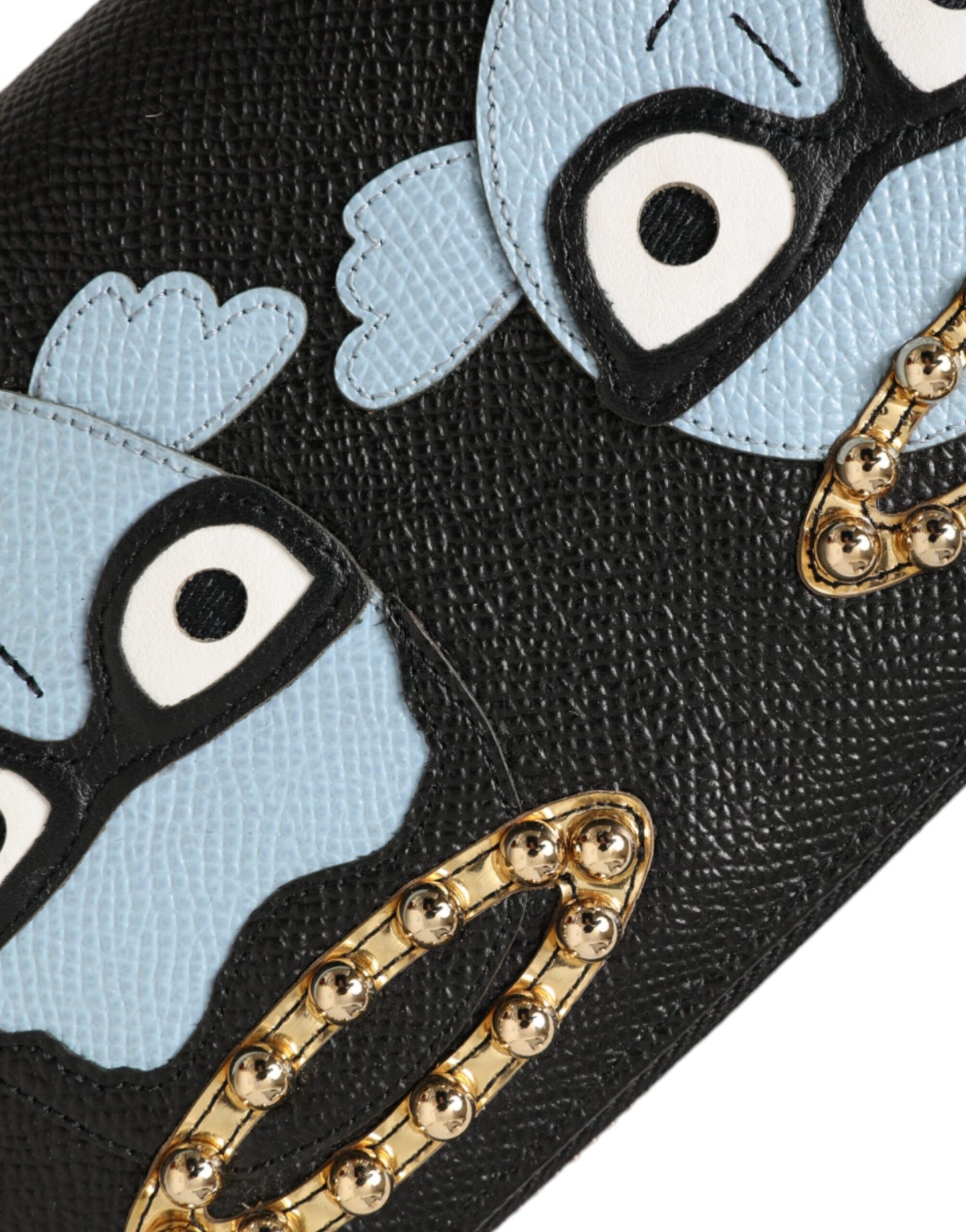 Dolce & Gabbana Sort Blå Læder #DGFAMILY Lynlås Continental Herrepung