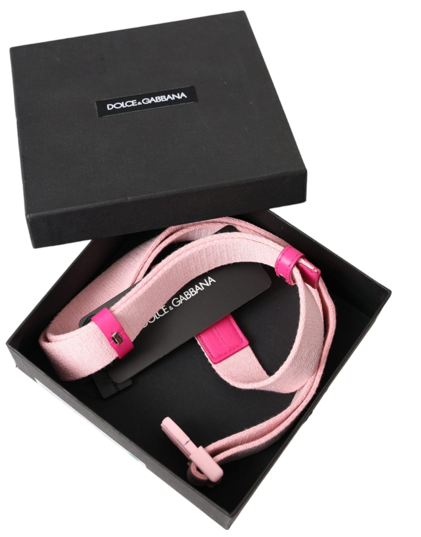 Dolce & Gabbana Pink Canvas Stretch Plastikspænde Damebælte