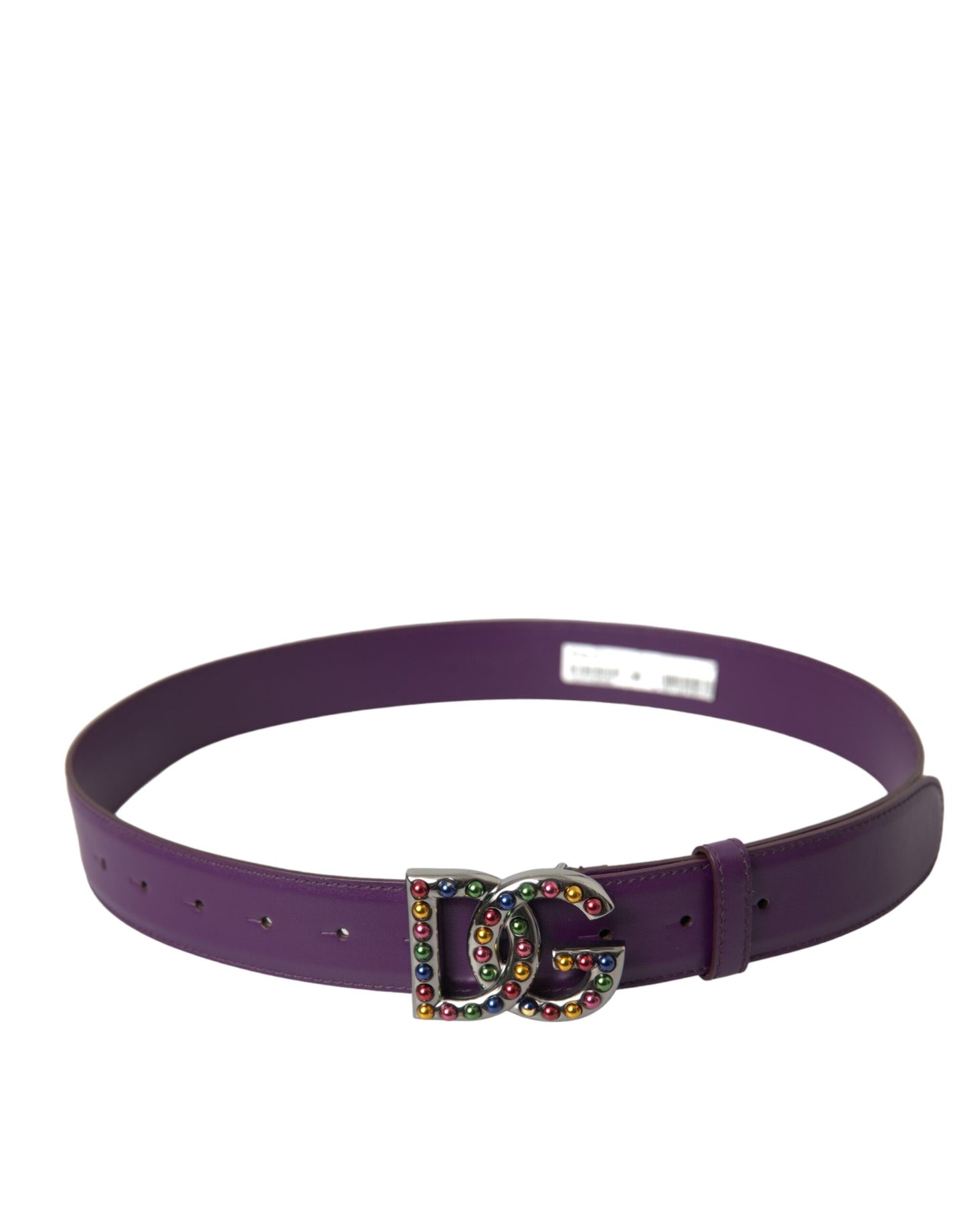 Dolce & Gabbana Lilla Læderbælte med DG Logo og Nitter i Metalspænde