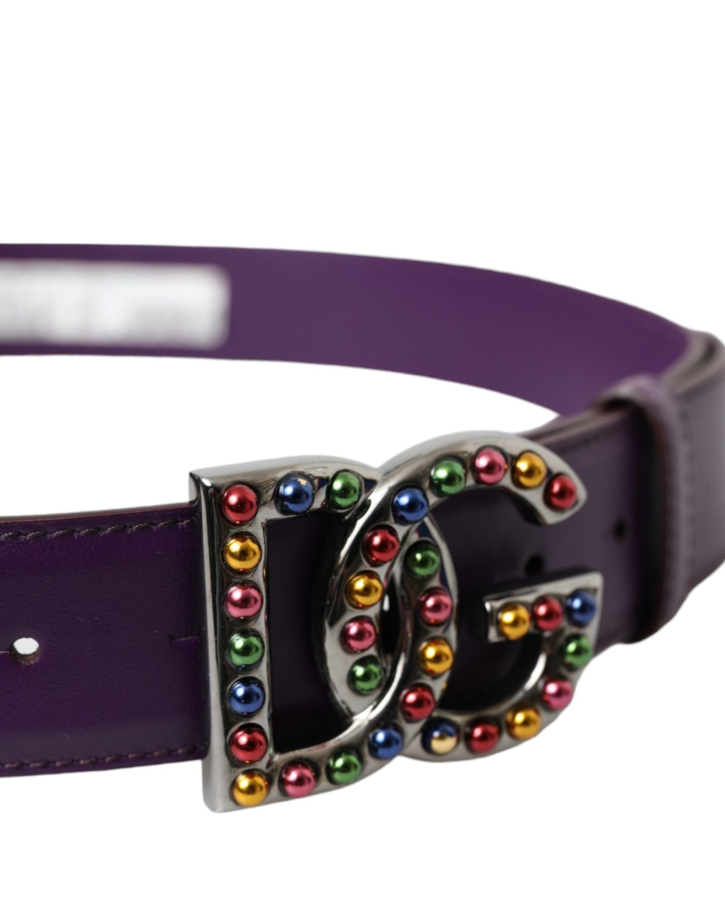 Dolce & Gabbana Lilla Læderbælte med DG Logo og Nitter i Metalspænde