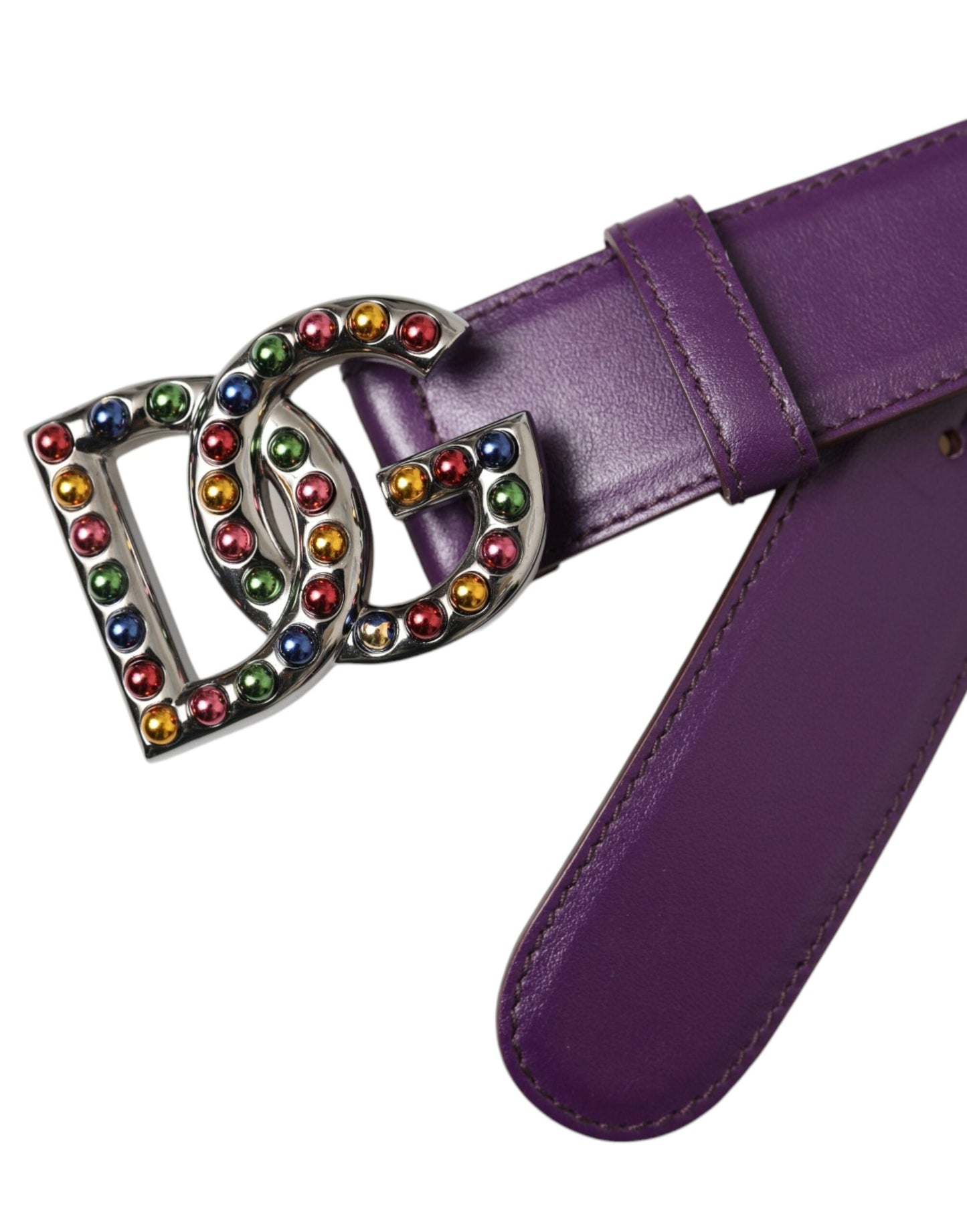 Dolce & Gabbana Lilla Læderbælte med DG Logo og Nitter i Metalspænde