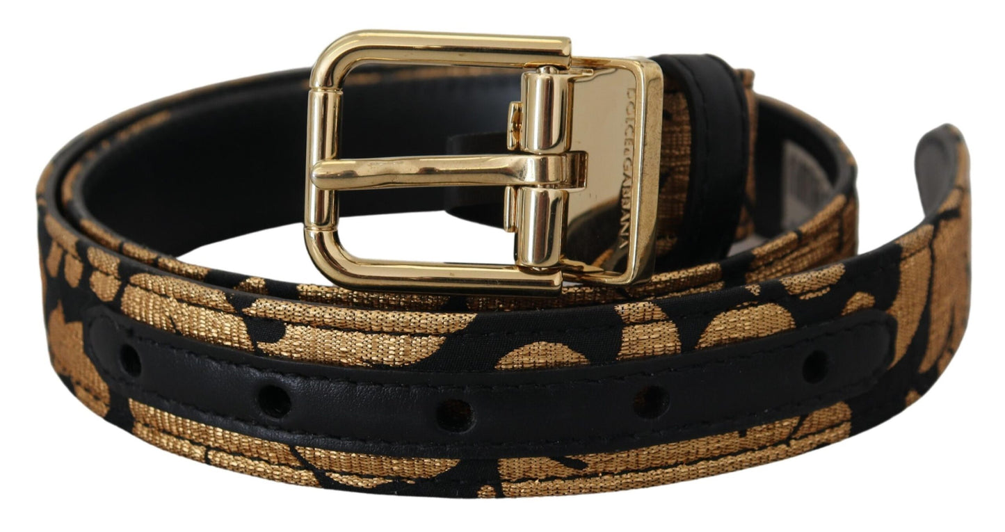 Dolce & Gabbana Flerfarvet Jacquard Læderbælte med Logospænde