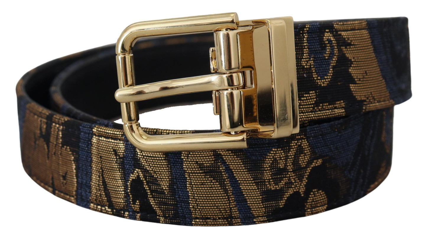 Dolce & Gabbana Flerfarvet Jacquard Læderbælte med Logospænde