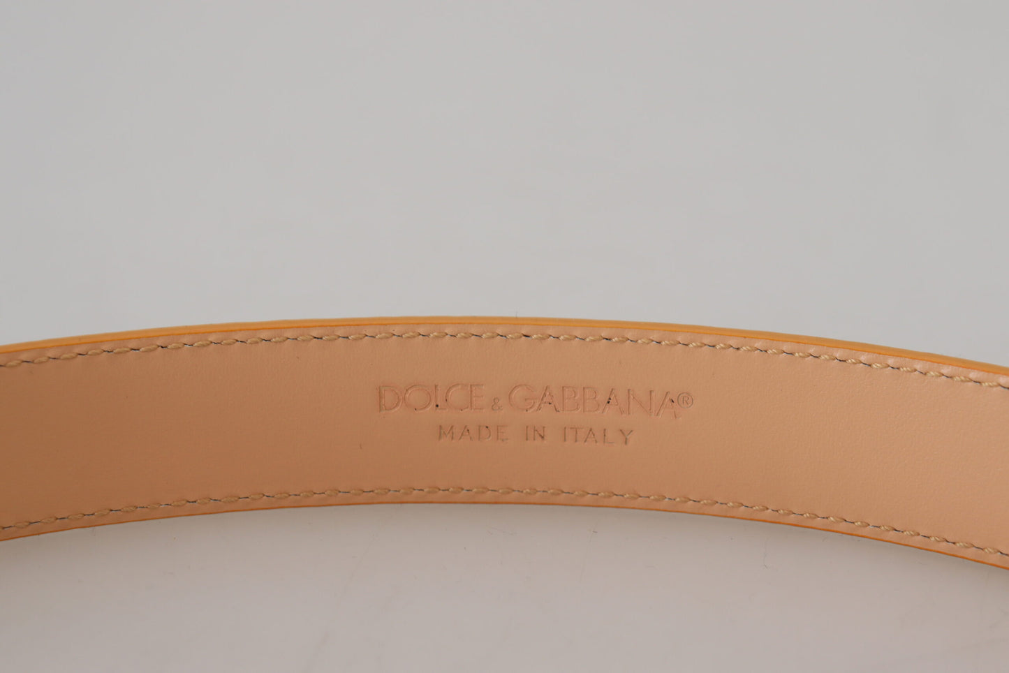 Dolce & Gabbana Beige Eksotisk Læderbælte med Guldmetalspænde