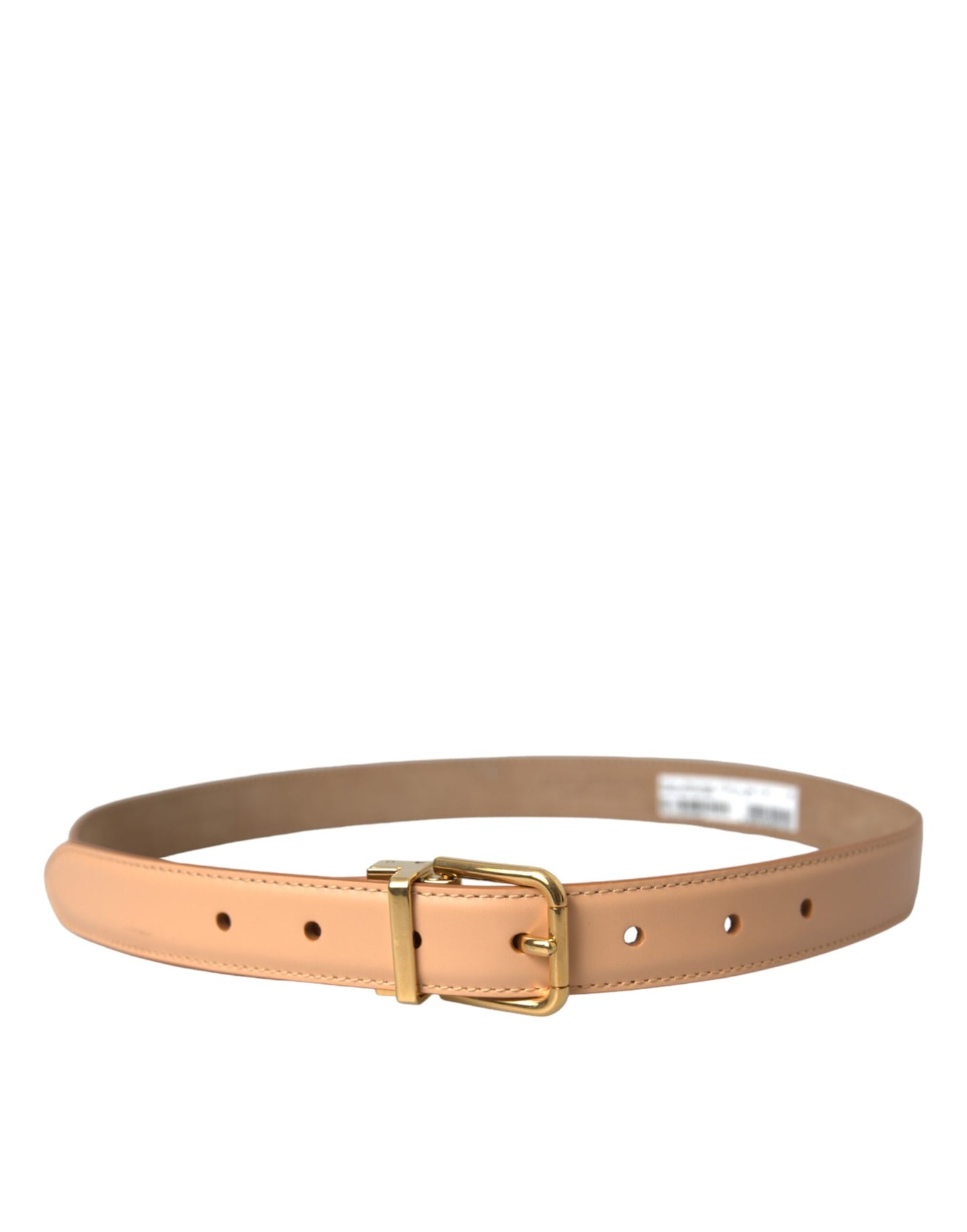 Dolce & Gabbana Beige Kalveskindsbælte med Guldmetalspænde