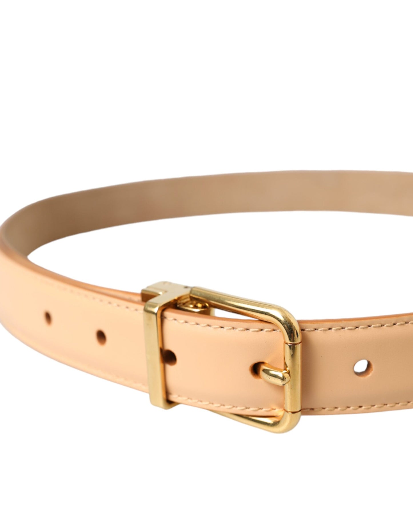 Dolce & Gabbana Beige Kalveskindsbælte med Guldmetalspænde