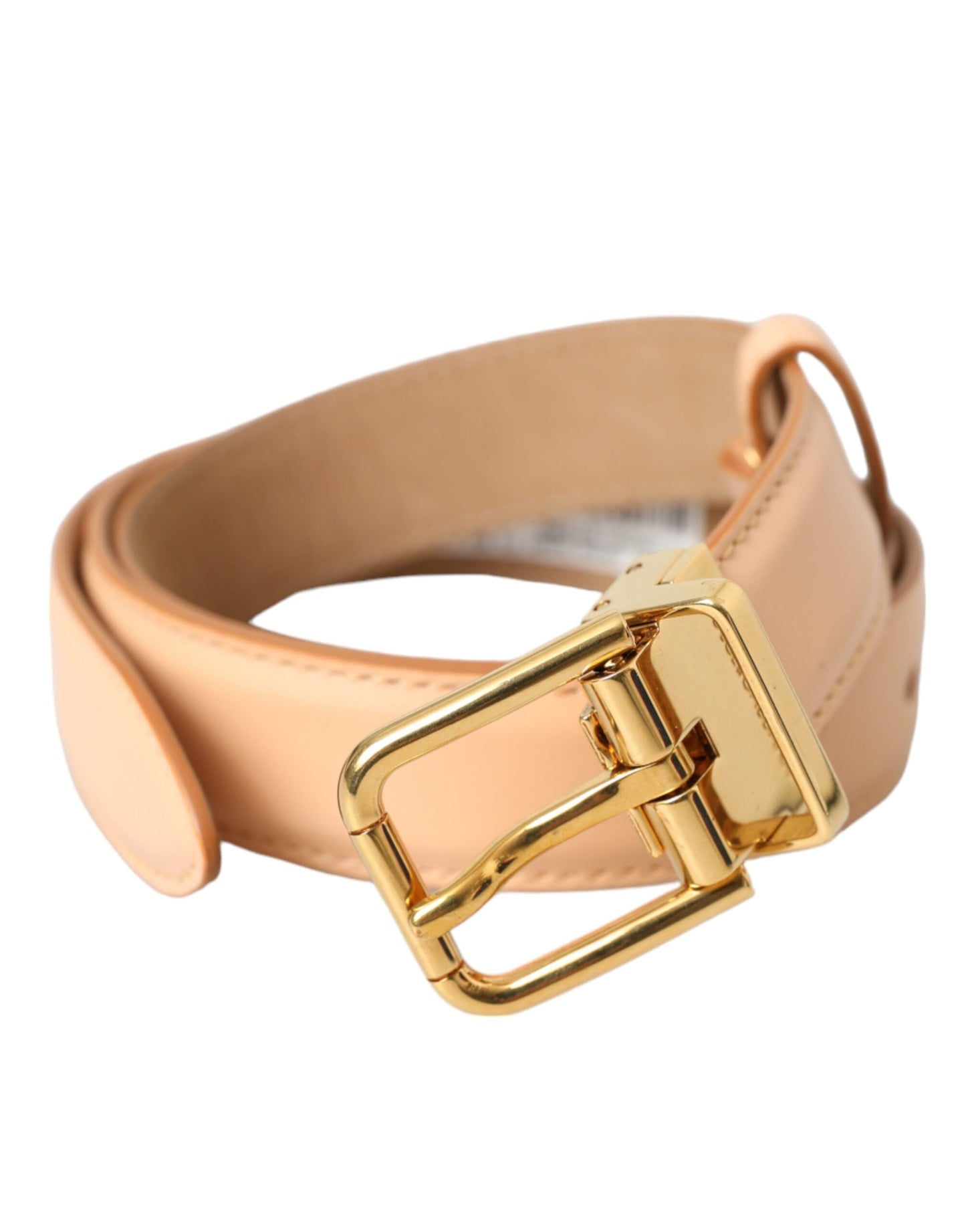 Dolce & Gabbana Beige Kalveskindsbælte med Guldmetalspænde