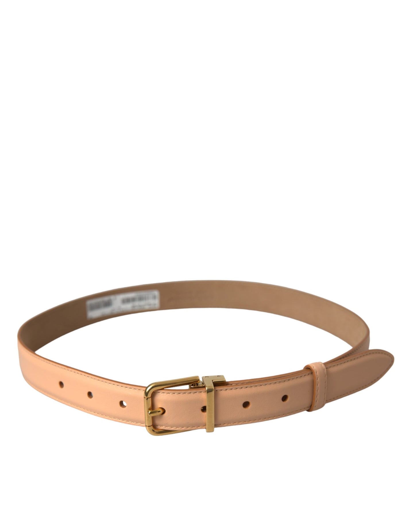 Dolce & Gabbana Beige Kalveskindsbælte med Guldmetalspænde