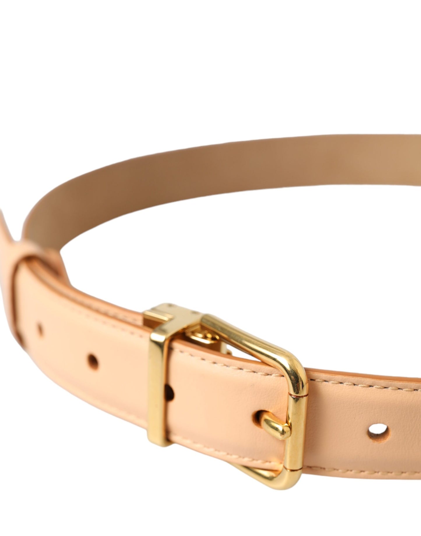 Dolce & Gabbana Beige Kalveskindsbælte med Guldmetalspænde