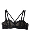 Dolce & Gabbana Sort Blomsterblonder Nylon Balconcino Bh Undertøj