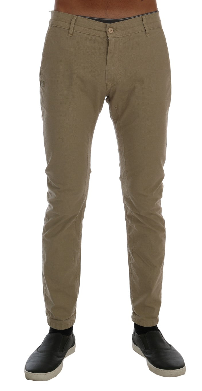 Daniele Alessandrini Beige Slim Fit Chinos for Sofistikeret Stil