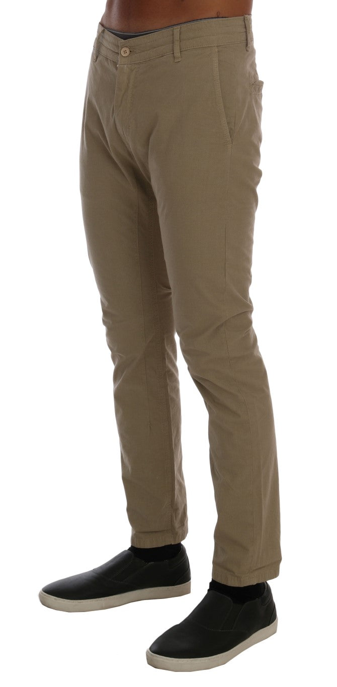 Daniele Alessandrini Beige Slim Fit Chinos for Sofistikeret Stil