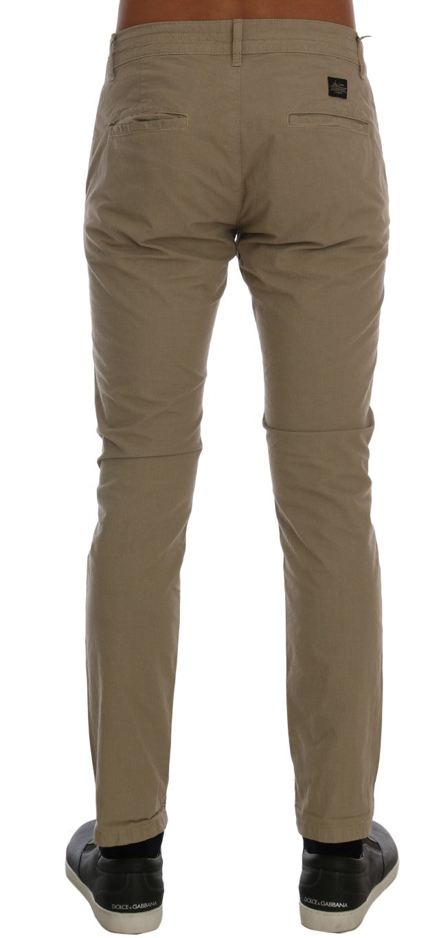Daniele Alessandrini Beige Slim Fit Chinos for Sofistikeret Stil