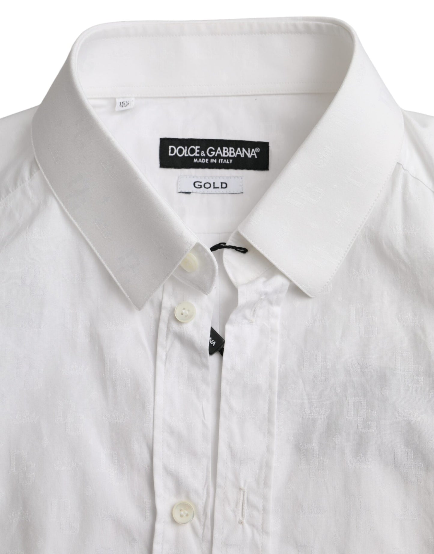 Dolce & Gabbana Hvid Bomulds Langærmet Kjole GYLDET Skjorte