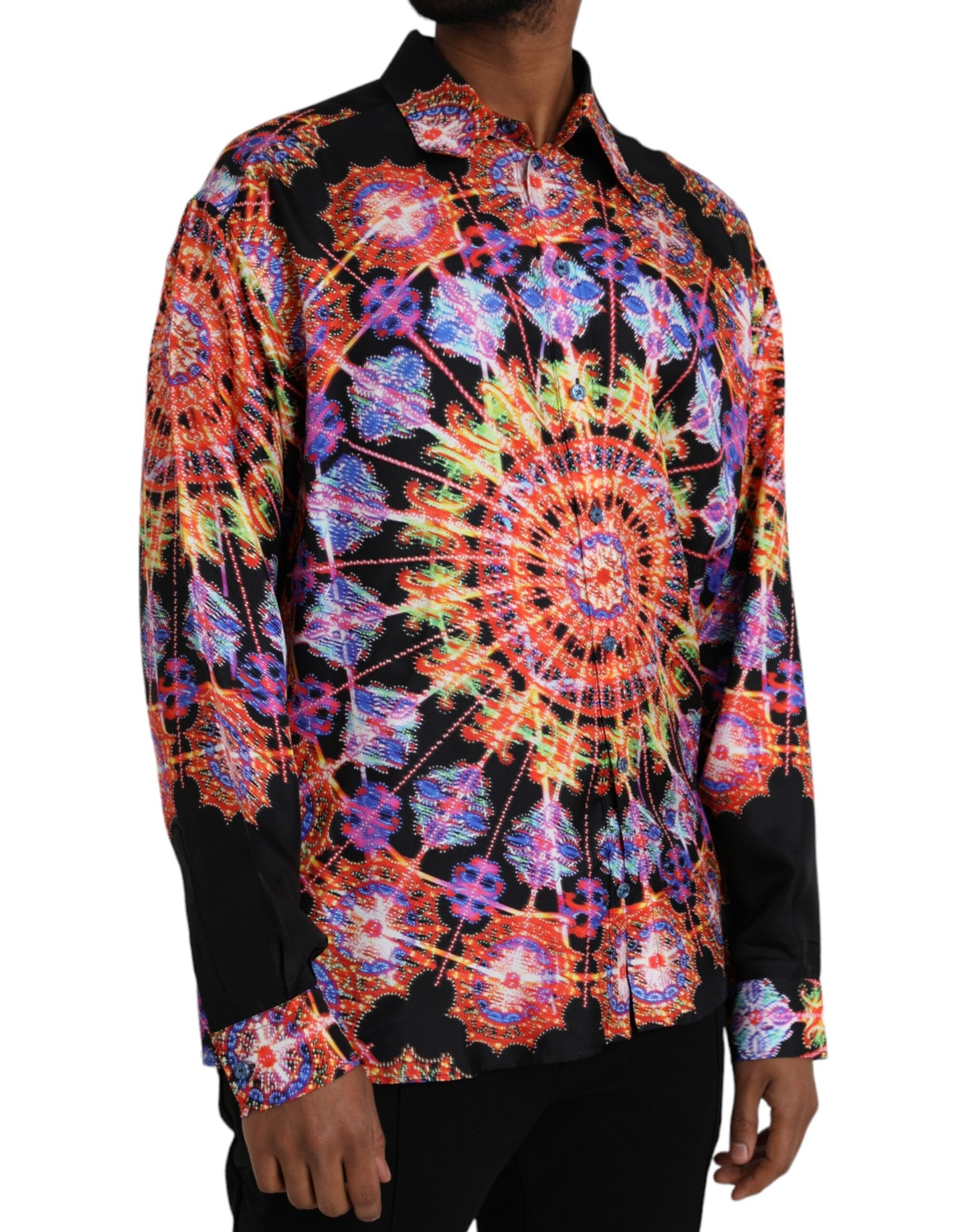 Dolce & Gabbana Multicolor Luminarie Silk Herre Casual skjorte