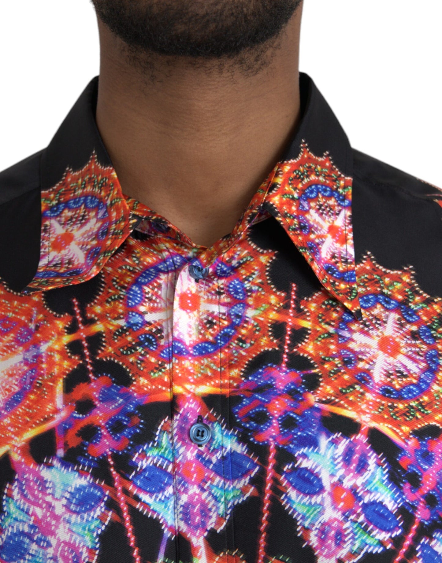 Dolce & Gabbana Multicolor Luminarie Silk Herre Casual skjorte