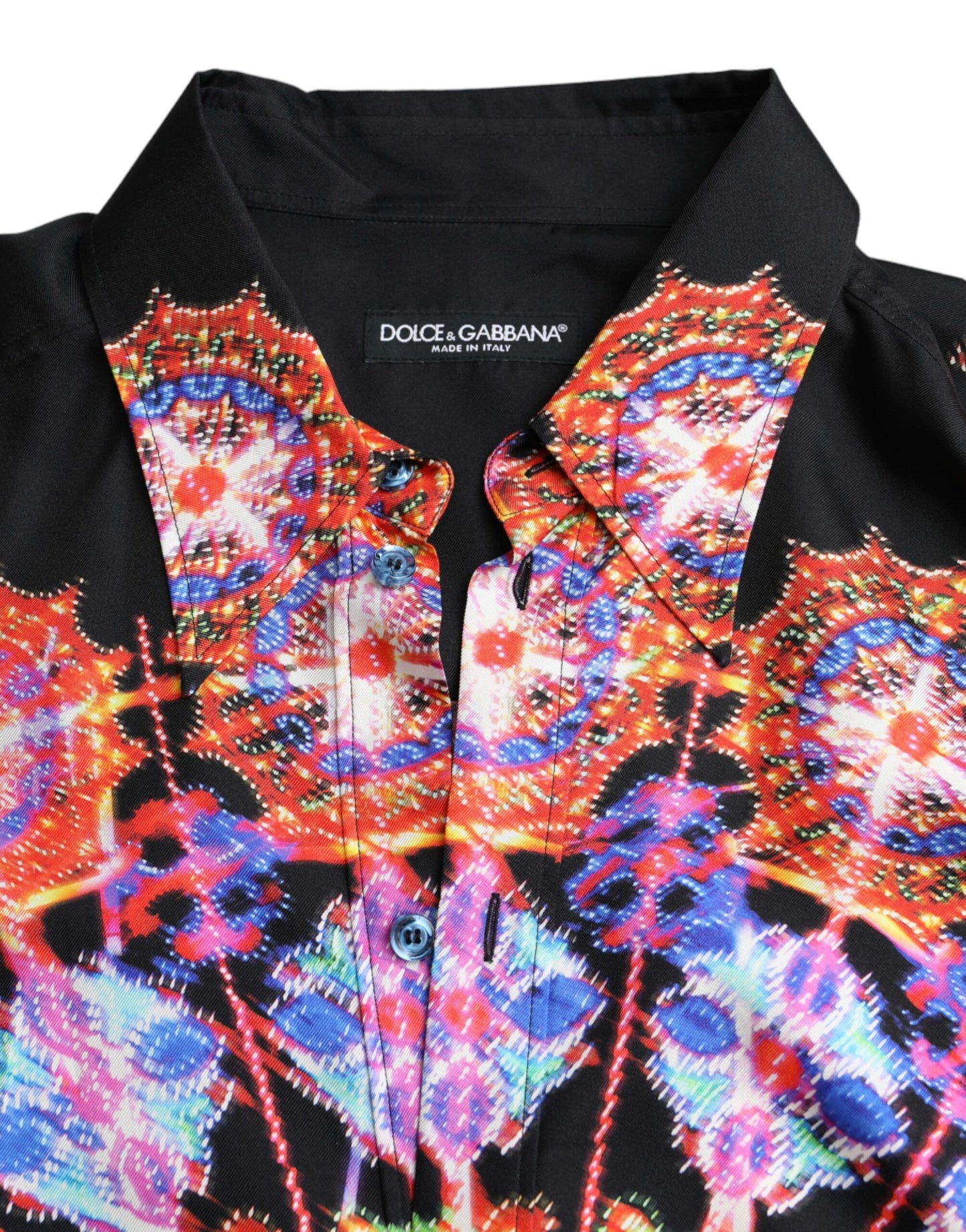 Dolce & Gabbana Multicolor Luminarie Silk Herre Casual skjorte