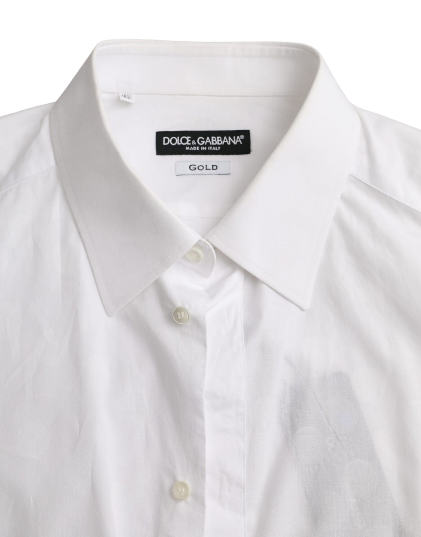 Dolce & Gabbana Hvid Polkaprikket Bomuldskjole GYLDET Skjorte