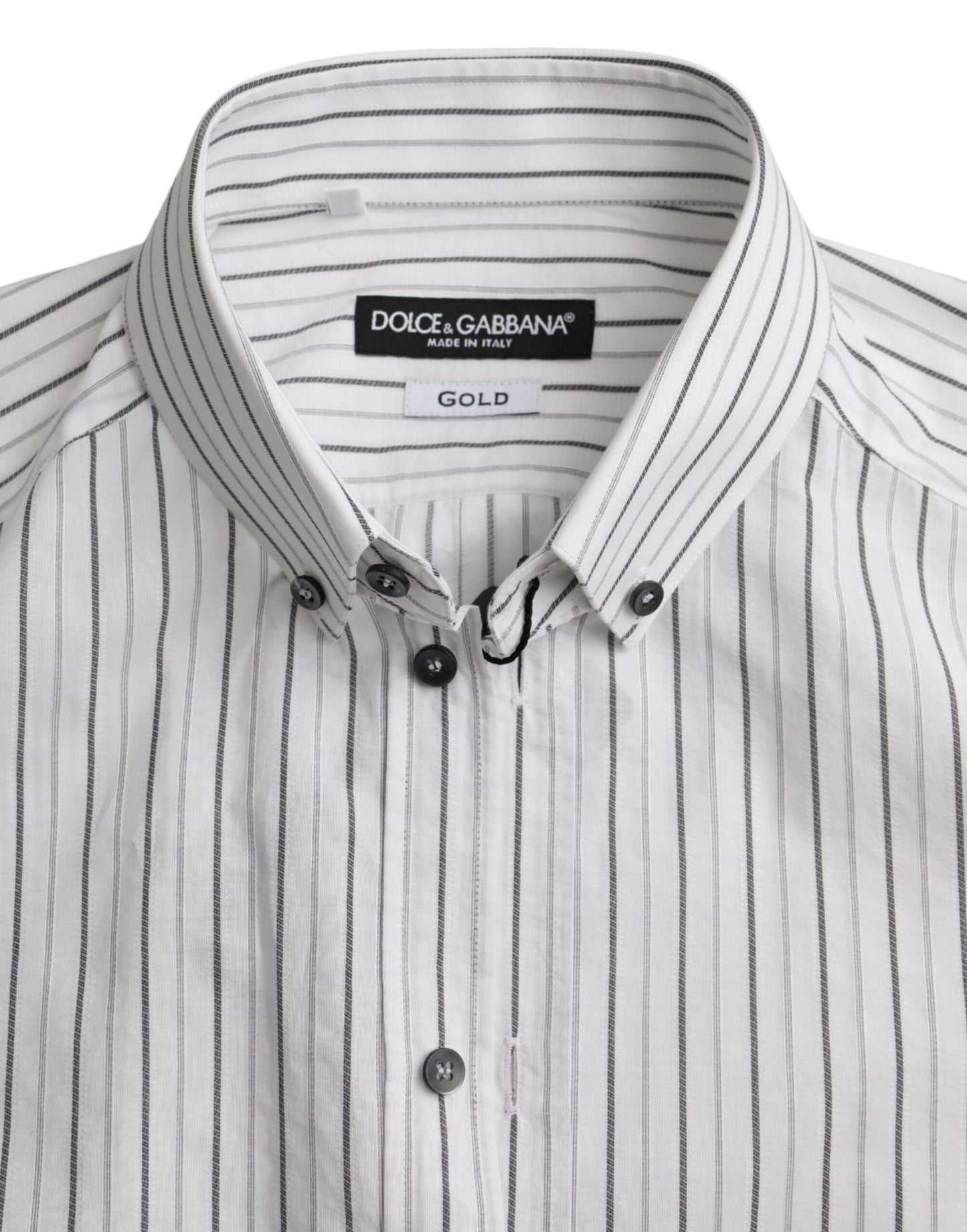 Dolce & Gabbana Sort Hvid Stribet Festkjole GULD Skjorte