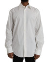 Dolce & Gabbana Hvid Bomuldskjole Slim Fit GYLDET Skjorte