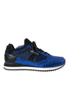 Dolce & Gabbana Blå Sorte Kalvehårslædersneakers Sko