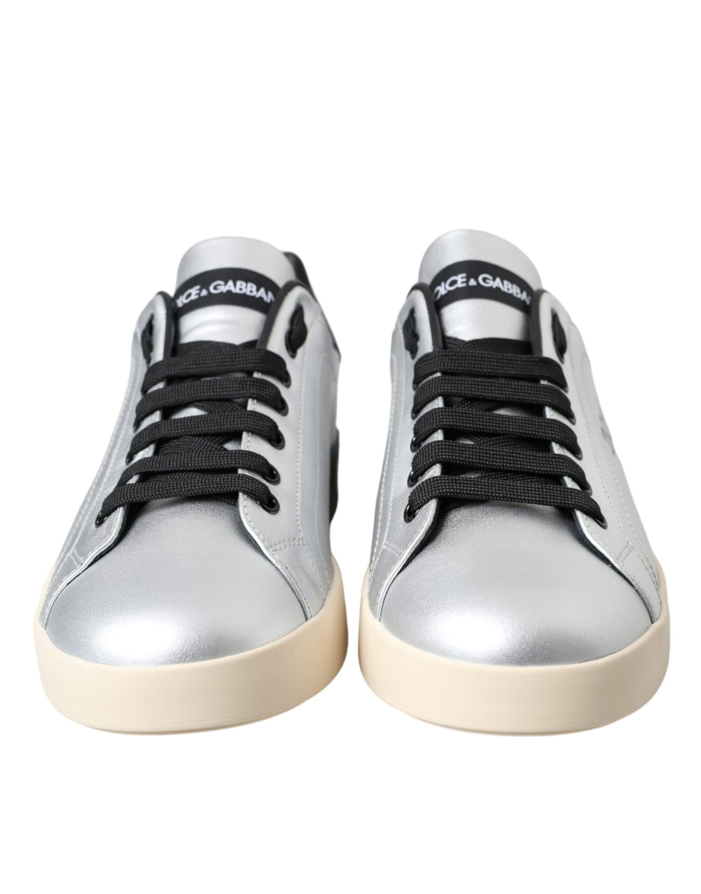 Dolce & Gabbana Sølv Portofino Kalveskindsneakers Herresko