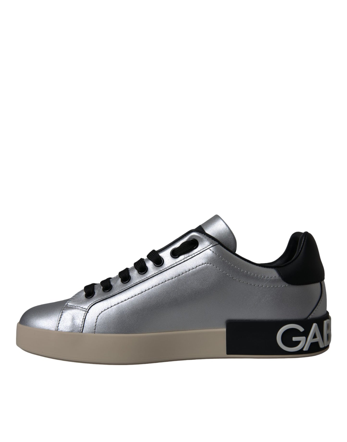 Dolce & Gabbana Sølv Portofino Kalveskindsneakers Herresko