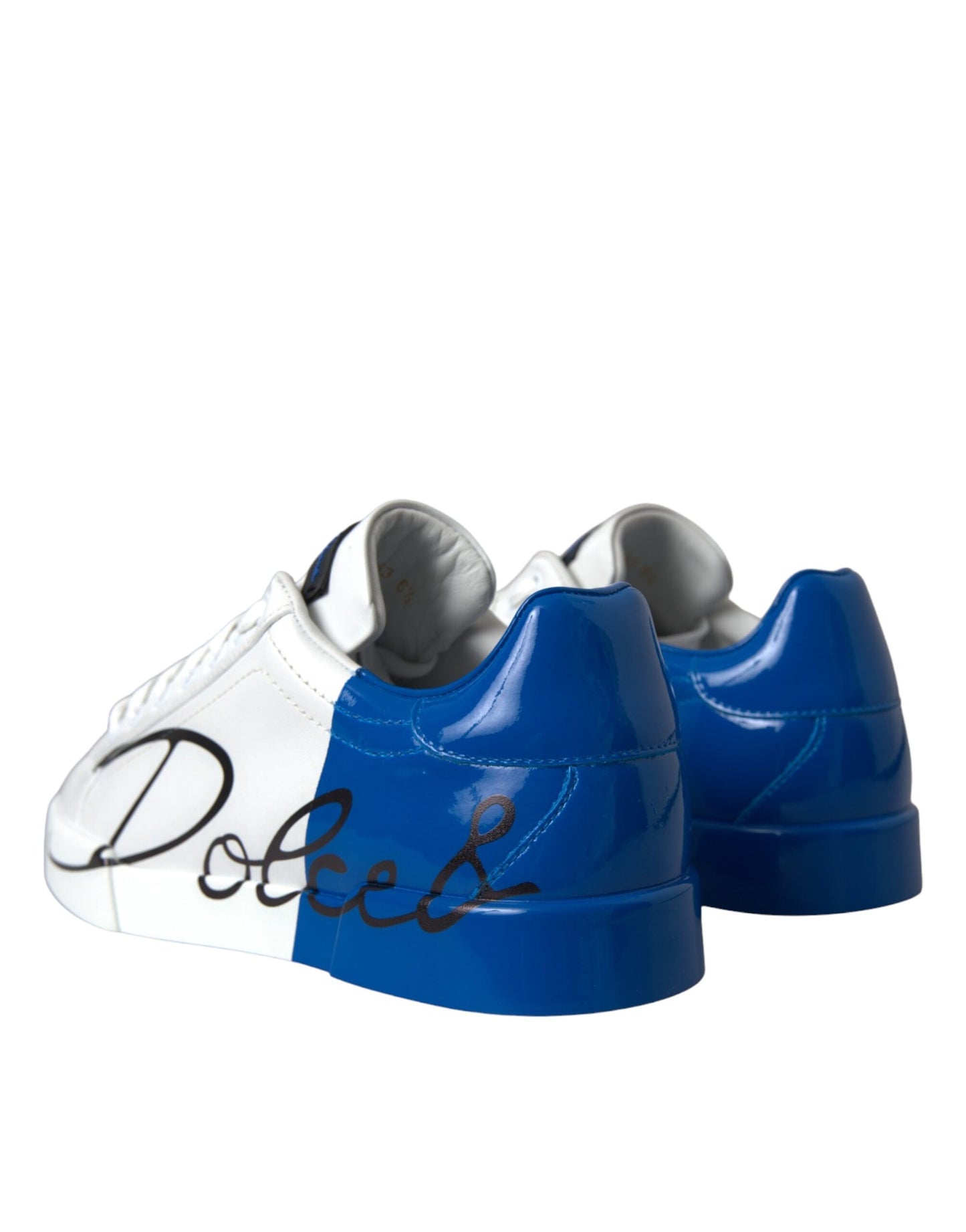 Dolce & Gabbana Hvide Blå Læder Logo Lave Sneakers Sko