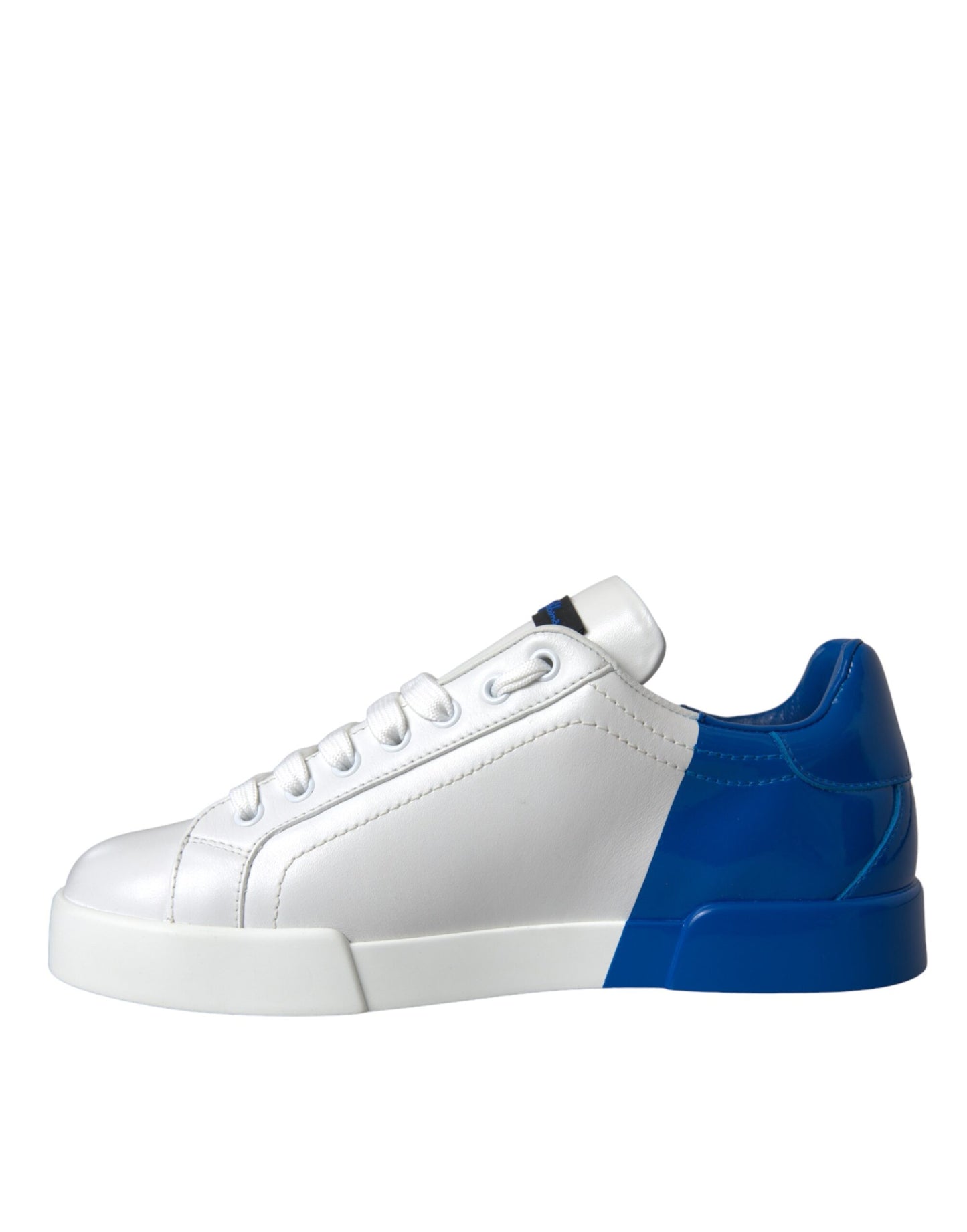 Dolce & Gabbana Hvide Blå Læder Logo Lave Sneakers Sko