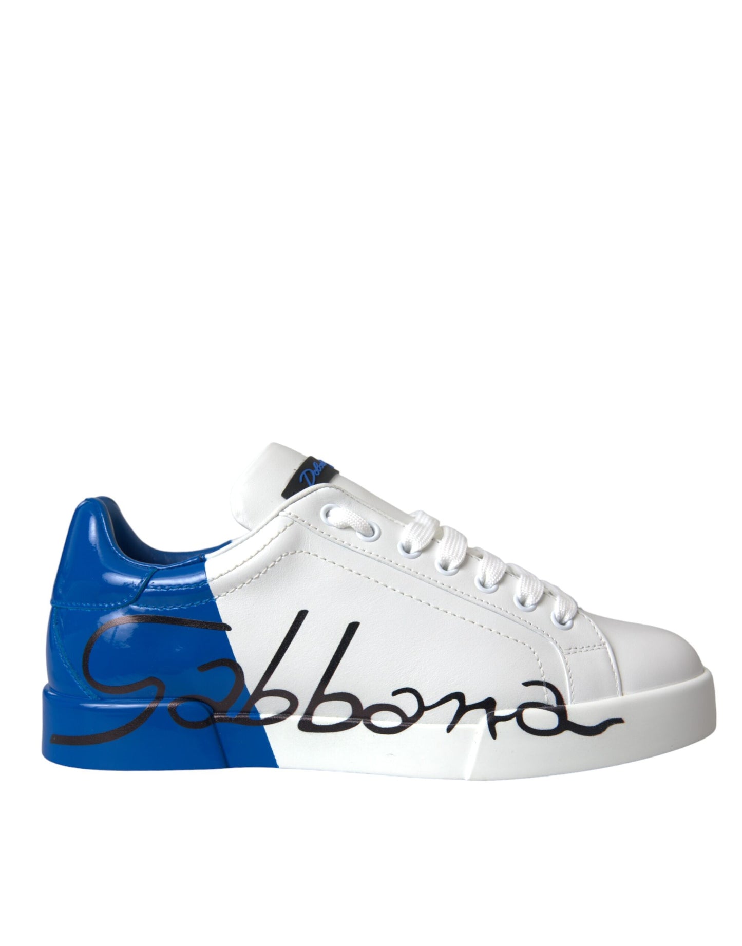 Dolce & Gabbana Hvide Blå Læder Logo Lave Sneakers Sko