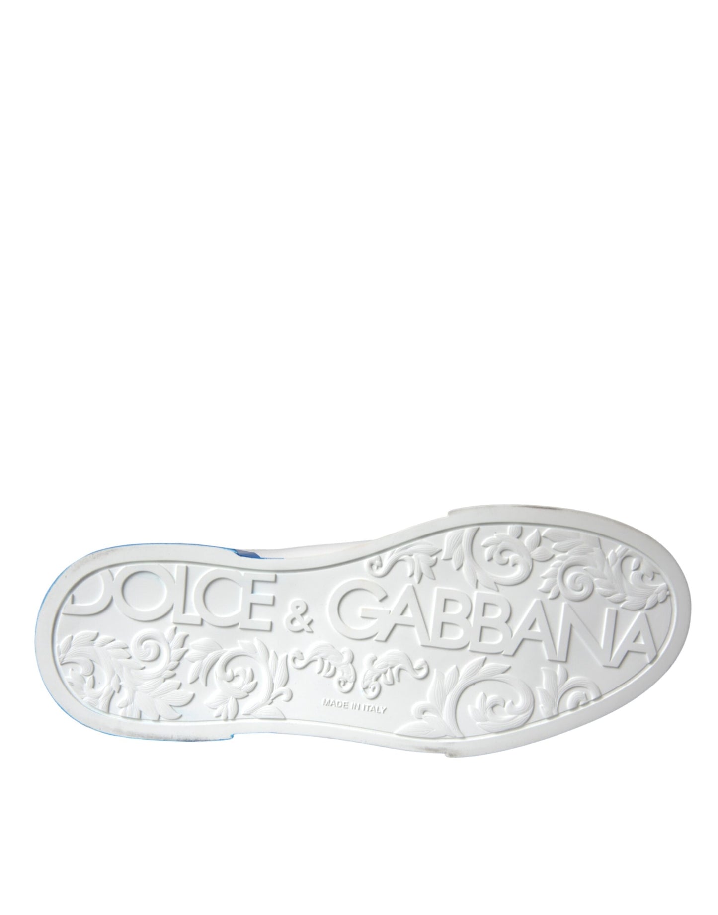 Dolce & Gabbana Hvide Blå Læder Logo Lave Sneakers Sko