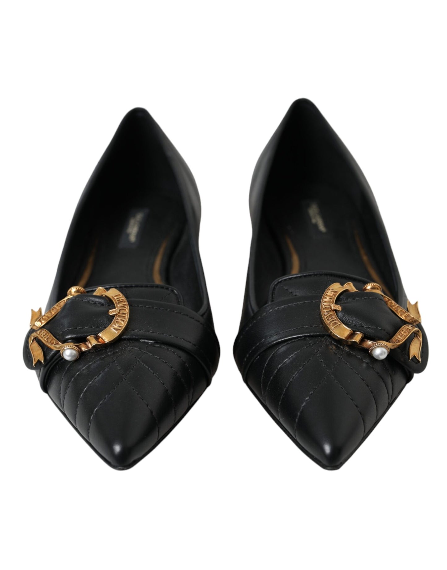 Dolce & Gabbana Sorte Devotion Spidse Flade Sko i Læder