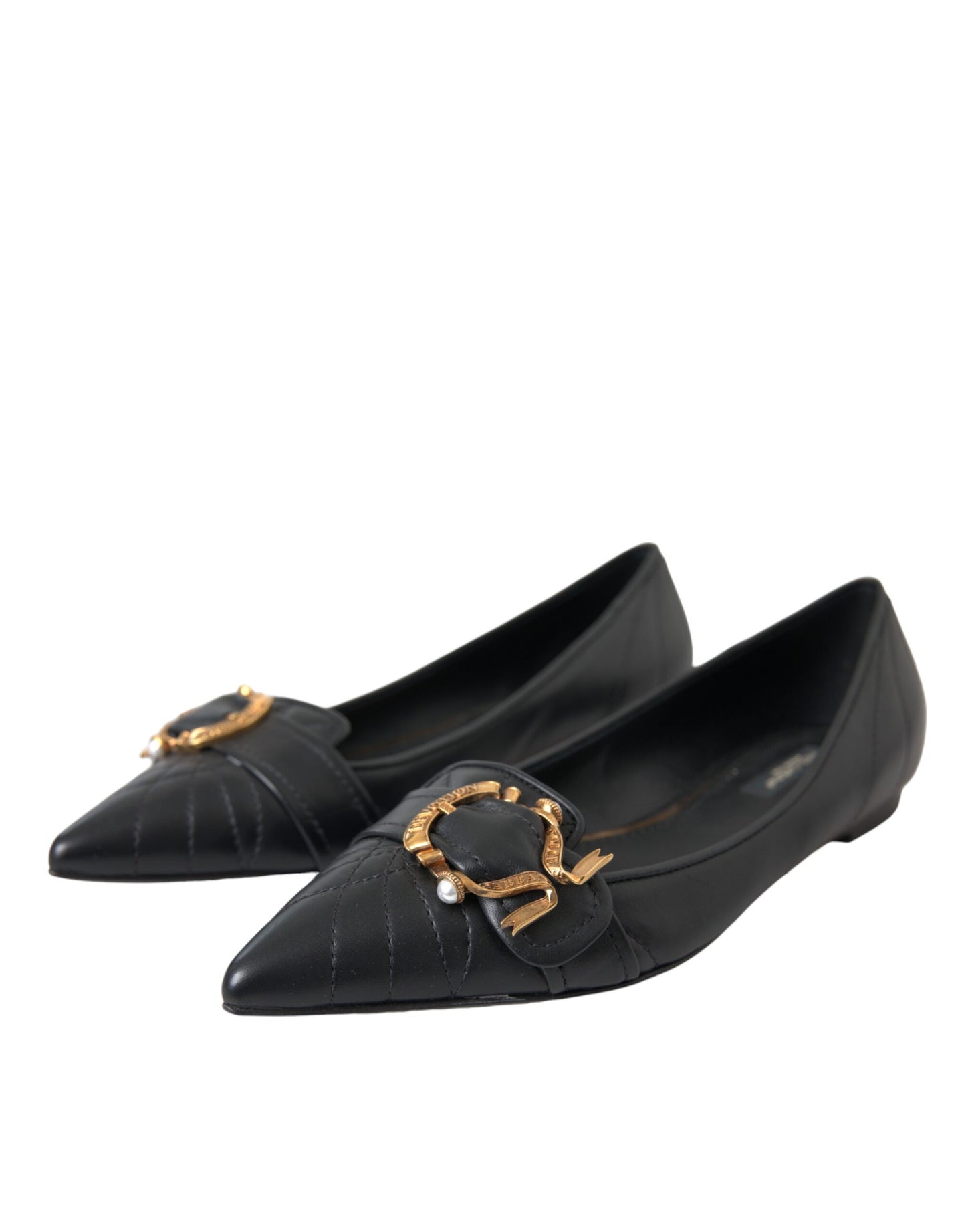 Dolce & Gabbana Sorte Devotion Spidse Flade Sko i Læder