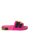Dolce & Gabbana Pink Black Logo Beachwear Flade Sandaler Sko