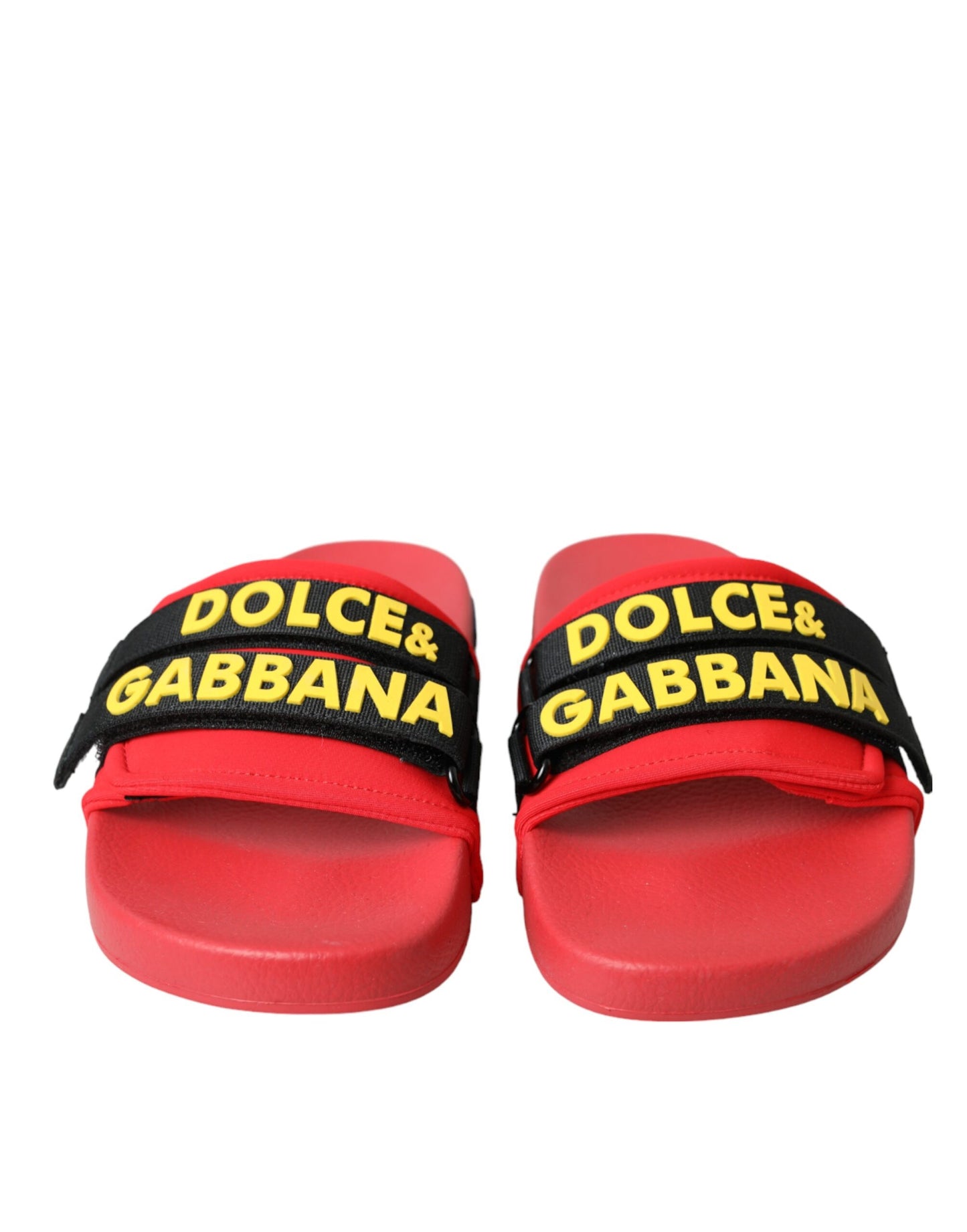 Dolce & Gabbana Rød Sort Logo Strandtøj Flade Sandaler Sko