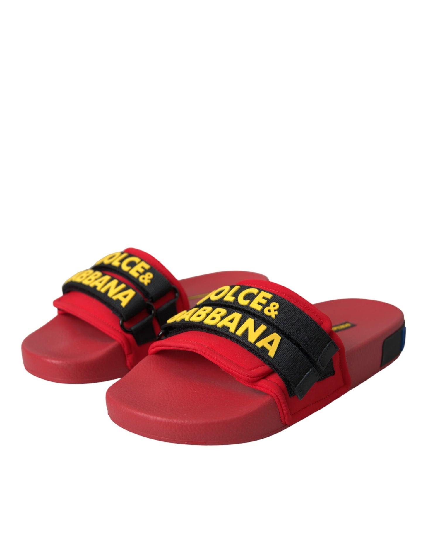 Dolce & Gabbana Rød Sort Logo Strandtøj Flade Sandaler Sko