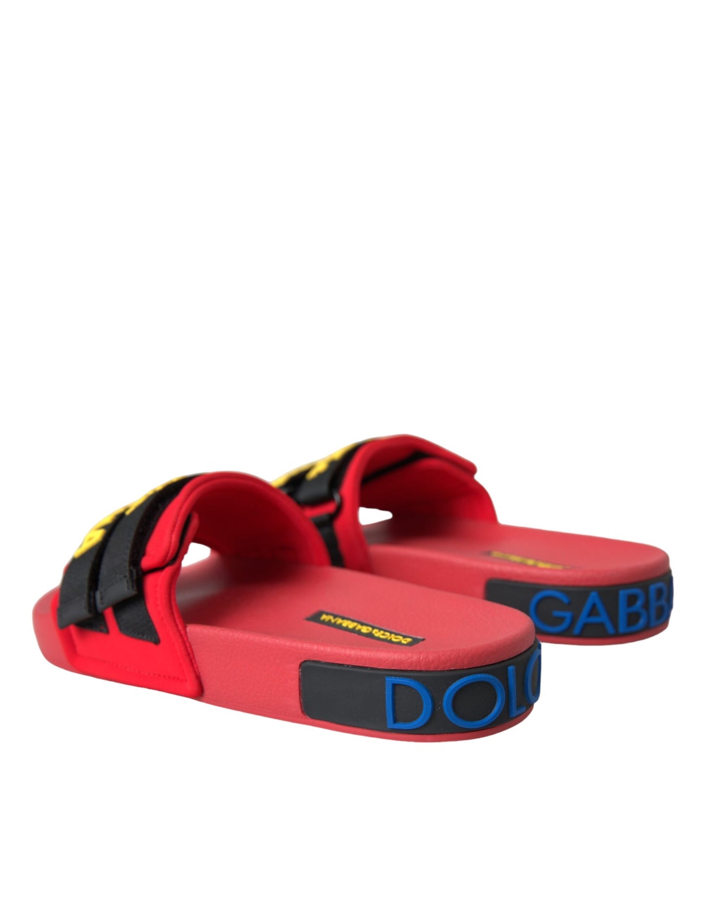 Dolce & Gabbana Rød Sort Logo Strandtøj Flade Sandaler Sko