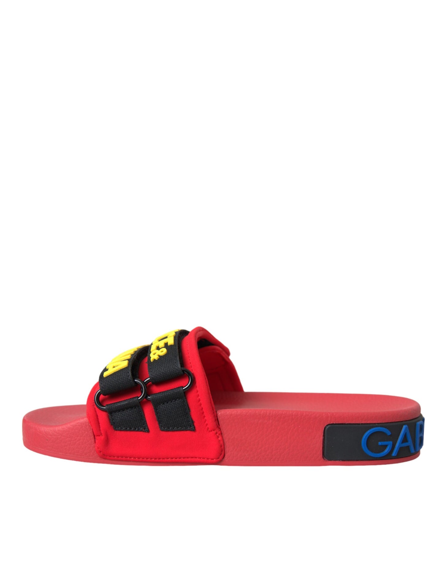 Dolce & Gabbana Rød Sort Logo Strandtøj Flade Sandaler Sko