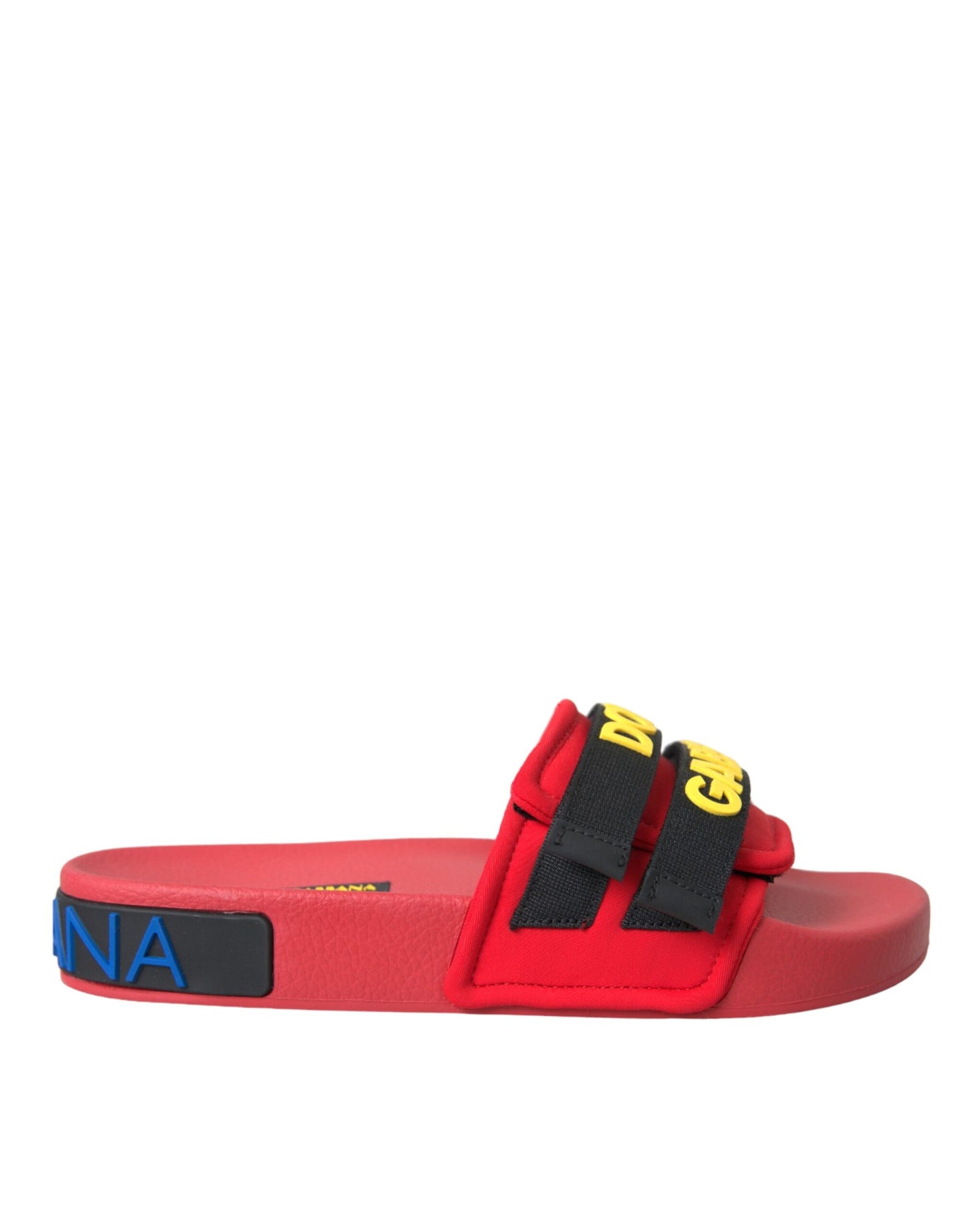 Dolce & Gabbana Rød Sort Logo Strandtøj Flade Sandaler Sko