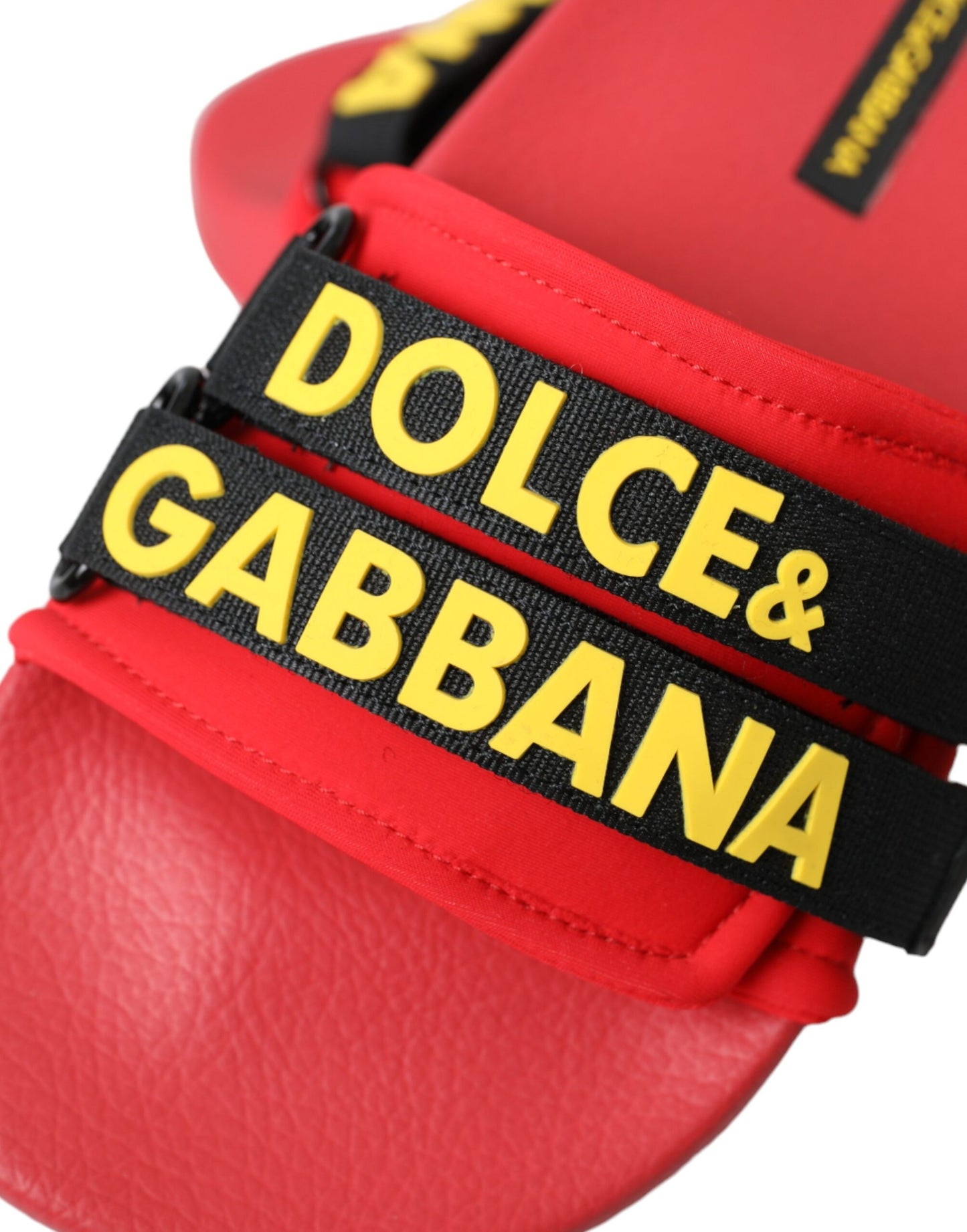 Dolce & Gabbana Rød Sort Logo Strandtøj Flade Sandaler Sko