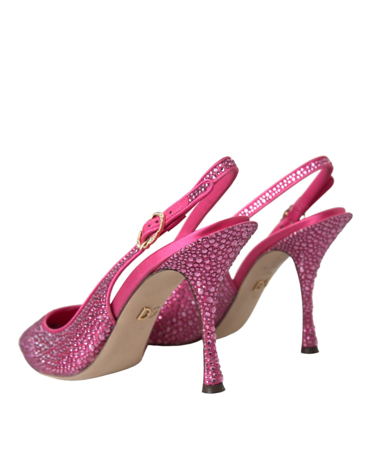 Dolce & Gabbana Pink Strass Krystalhæle Slingbacks Sko