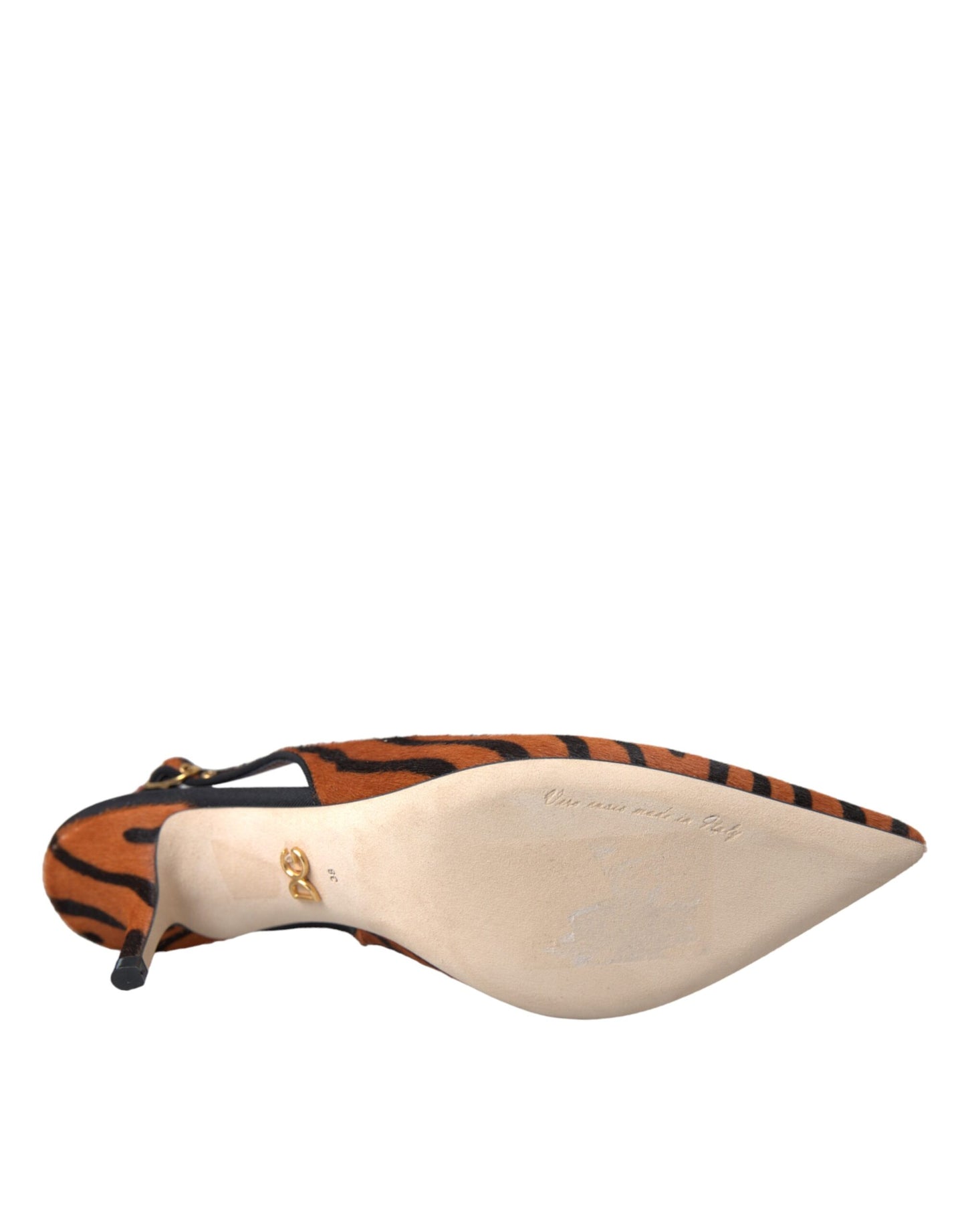 Dolce & Gabbana Sorte Orange Zebra Læder Slingbacks Sko